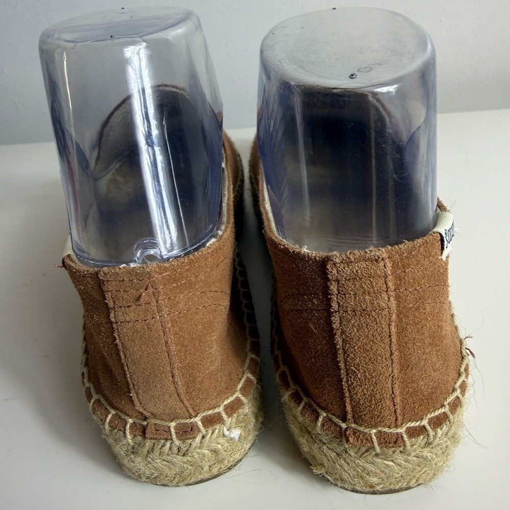 Soludos Womens 6.5 Suede Smoking Slipper Espadrille Tan Cognac Slip On Flat Boho - Picture 4 of 9